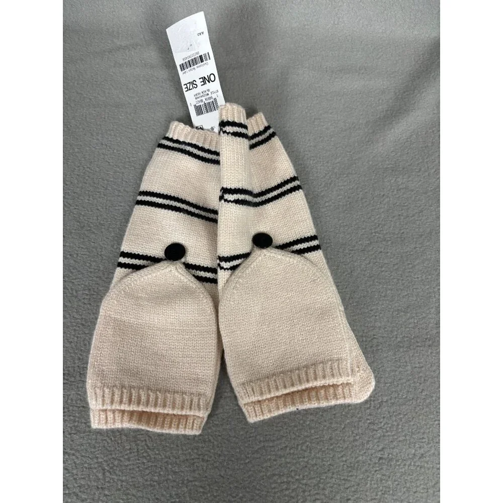 On 34th Womens Convertible Knit Striped Mittens Gloves Multicolor One Size NWT's